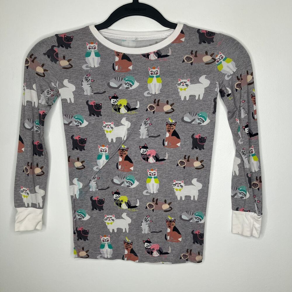 LITTLE SLEEPIES Grey Cat Print Long Sleeve Pajama Set 7/8